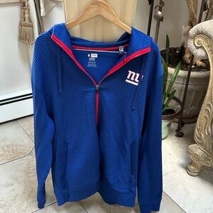 VINTAGE NFL Blue Hoodie with Red Trim 2XL FULL ZIP